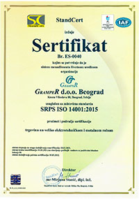 Sertifikati ISO - gramper